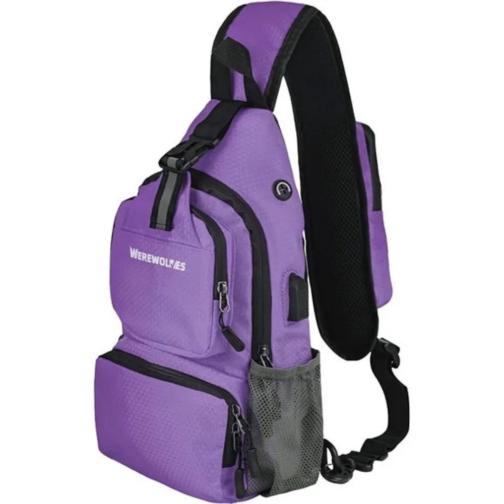 Foldable Waterproof Crossbody Backpack Shoulder Chest Bag Daypack, Purple